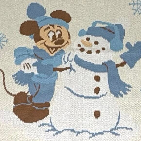 Disney Baby Organic Cotton Blanket | Cream Blue Mickey Snowman - Picture 3 of 9
